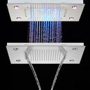 GobekUsa LED Rain Waterfall Shower Head with Remote Control and Color-changing LED - 50*35CM Square