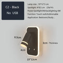 GobekUsa LED Wall Sconce Lamp Touch Switch USB Bedside Reading Light Tri-color Diammable