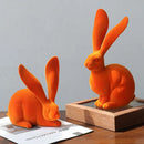 GobekUsa Abstract Rabbit Figurines: Flocking Bunny Resin Art Decor Ornaments