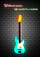 Abstract Electric Guitar Canvas Print - Music Wall Art by GobekUsa