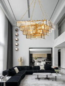 GobekUsa Gold Glass Chandelier Luxe Living Room Lighting Fixture Luxurious Hanging Lamp