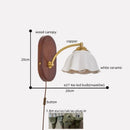 GobekUsa LED Japanese Style Wall Lights Copper Wood Bedside Lamp for Home Bedroom