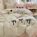 GobekUsa Korean Princess Bow Lattice Pompom Bedding Set - Single Queen Size