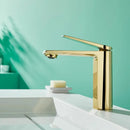GobekUsa Gold Gray Bathroom Faucet Single Handle Mixer Sink Tap Deck Mounted