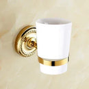 GobekUsa Gold Brass Bathroom Accessories Set: Robe Hook, Paper Holder, Towel Bar, Towel Ring