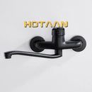 GobekUsa Dual Hole Kitchen Faucet, Black Brass Chrome Mixer Tap for Sink
