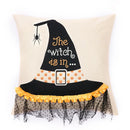 GobekUsa Halloween Wizard Hat Spider Embroidered Throw Pillow Cover