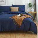 GobekUsa Cotton 4pcs Bedding Set Double Queen Solid Color Duvet Cover Flat Bed Sheet