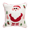 GobekUsa Christmas Santa Snowflake Embroidery Pillow Cover Square Cotton 45x45cm