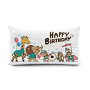 GobekUsa Dinosaur Animal Happy Birthday Pillowcase - Children's Home Decor - Short Velvet