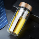 GobekUsa Double-deck Glass Cups with Lid, Thermal Insulation, Anti-scald, Portable