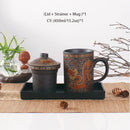 GobekUsa Dragon Purple Clay Tea Mug with Lid Strainer, Handmade Yixing Teacup