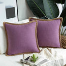 GobekUsa Hemp Rope Edging Lotus Leaf Hug Pillowcase - Medium Cotton Linen Cushion Cover
