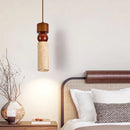 GobekUsa Cuboid Stone LED Pendant Lights Wood Yellow Travertine Interior Lighting Hanging Lamp