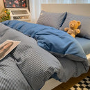 GobekUsa Japanese Grid Print Bed Set in Washed Cotton for Summer Comfort
