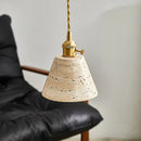 GobekUsa LED Knob Switch Pendant Lamp Yellow Travertine Copper Wabi Sabi Hanging Lights