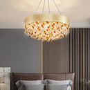 GobekUsa Crystal Chandelier: Modern Circular Design for Living Room, Lobby, Kitchen Island.