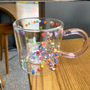 GobekUsa Love Quicksand Double Bottom Glass Cup - Cute Kawaii Girl Water Coffee Mug