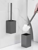 GobekUsa Aluminum Gray/White Toilet Brush Holder Set