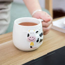 GobekUsa Cow Ceramic Mug: Cute 3D Animal Coffee Cup for Kids and Adults