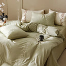 GobekUsa Elegant Lily of the Valley Embroidery Brown Cotton Bedding Set