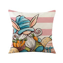 GobekUsa Easter Bunny Rabbit Linen Cushion Cover 45x45cm - Flower Print Festival Pillowcase