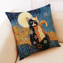 GobekUsa Cat Design Linen Pillowcase 45x45cm for Home Decor and Cushion Covers
