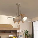 GobekUsa Little Deer LED Chandelier for Kids' Room - Modern Cartoon Wooden Pendant Light