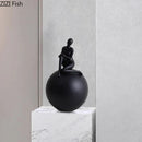GobekUsa Geometric Base Character Statue Decor - Resin Sculpture for Aesthetic Room Ornaments