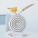 GobekUsa Geometric Stripes Ceramic Vase with Round Cut-outs for Home Decor