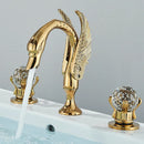 GobekUsa Gold Swan Crystal Handle Bathroom Faucet - Deck Mounted Basin Mixer Tap