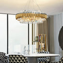 GobekUsa Gold Crystal Chandelier LED Ceiling Pendant Light - Luxurious Living Room Decor