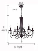 GobekUsa Black Iron Chandelier with Crystal Pendant for Home Lighting