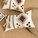 GobekUsa Boho Loop Tufted Tassel Pillow Cover - Ethnic Embroidered Decorative Cushion