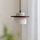 GobekUsa LED Hanging Lamp: Yellow Travertine Japanese Style Pendant Light for Home Decoration