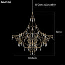 GobekUsa Golden Lustre Crystal Chandelier for Living Dining Bedroom LED Lights