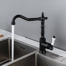 GobekUsa Black Antique Kitchen Faucet Single Lever Mixer Tap Hot Cold Water Chrome