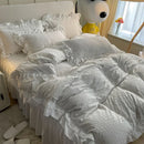 GobekUsa Double-Layer Lace Bubble Cotton Bedding Set - Soft Skin-Friendly Bed Linens