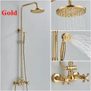 GobekUsa 8" Square Rainfall Shower Faucet Set with Handshower - Wall Mount Single Handle