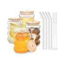 GobekUsa Creative Glass Cup Set with Lid and Straw - Perfect for Parties