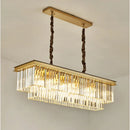 GobekUsa Gold Black Metal LED Chandelier with K9 Crystal - Retro Square Chain Pendant Lighting