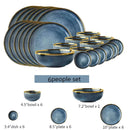 GobekUsa Blue Gradient Ceramic Plate Set - Elegant Dinner & Dessert Plates, Salad Soup Bowl - Luxury Tableware