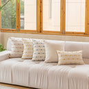 GobekUsa Cotton Stripe Jacquard Cushion Cover Set: Blue Yellow Grey Pink Beige Black