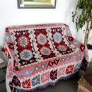 GobekUsa Knitted Cotton Throw Blanket with Tassel - Geometric Bohemian Design