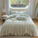 GobekUsa French Princess Lace Ruffles Bedding Set with Velvet Duvet Cover