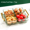 GobekUsa 6-Grid Divided Fruit Plate Snack Dish Dry Fruit Tray Light Luxury Tray
