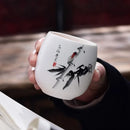 GobekUsa Ceramic Kung Fu Tea Cup With Handle White Porcelain Drinkware