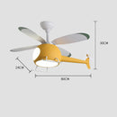 GobekUsa Aircraft LED Chandelier Ceiling Fan Light Remote Dimming Kids Room Bedroom Decor