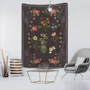 GobekUsa Botanical Sketch Tapestry Wall Hanging - Boho Aesthetic Room Decor