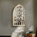 GobekUsa Gothic Rose Window Carved Mirror for Wall Decor in Living Room, Bedroom
